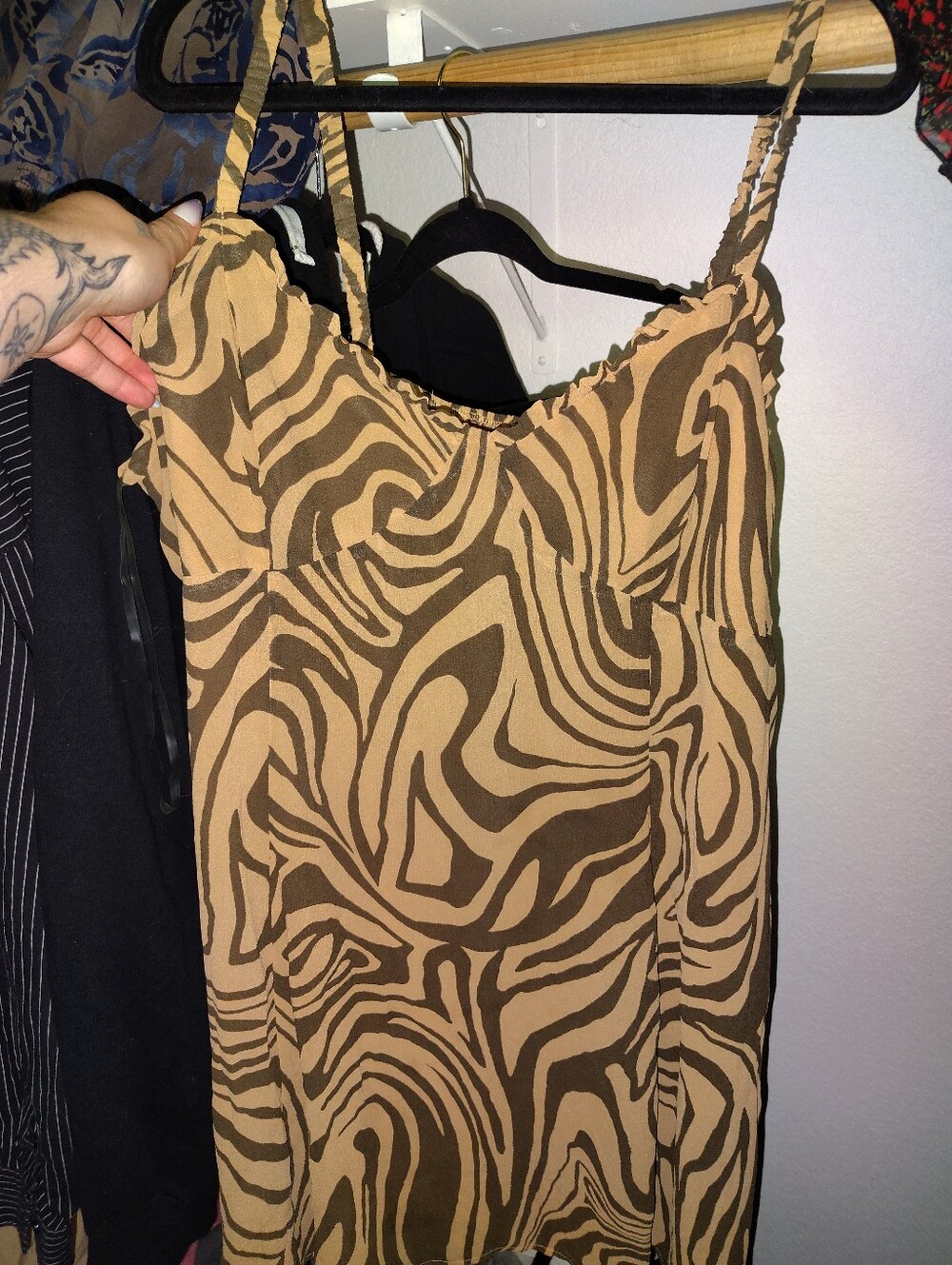 Swirled Striped Brown Dress